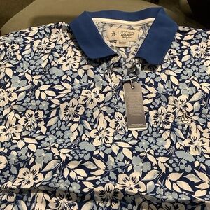 Original Penguin Blue and White Floral Polo Shirt